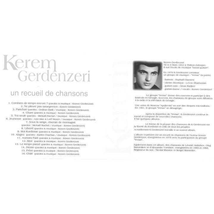 Kerem Gerdenzerî - Un recueil de chansons
