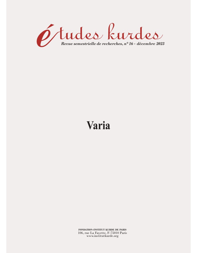 Études kurdes - N° 16 Varia