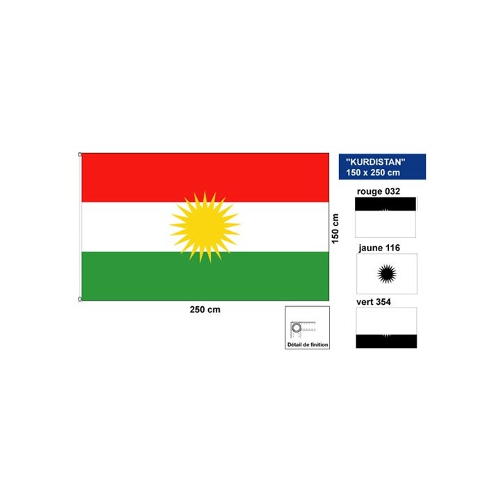Drapeau du Kurdistan - 150x250cm